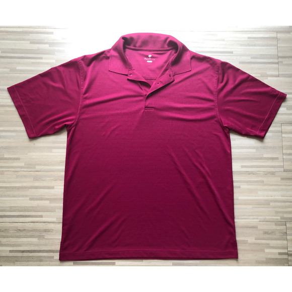Pro Tour, Men's Golf Polo Shirt, Cool Play, Dark Pink, 100% Polyester, X Large - Picture 1 of 5